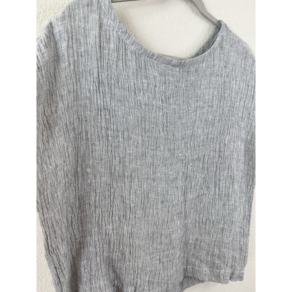 Tahari Loose Weave 100% Linen Oversized Boxy Back Button Up Top Womens Sz S‎ - Picture 2 of 6